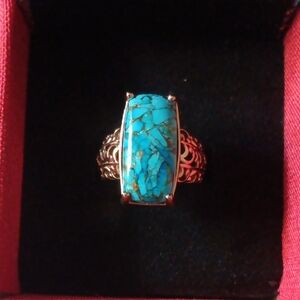 EverTrue Matrix Chestnut Brine Turquoise 9.75 ctw Solitaire Ring in 14K RG